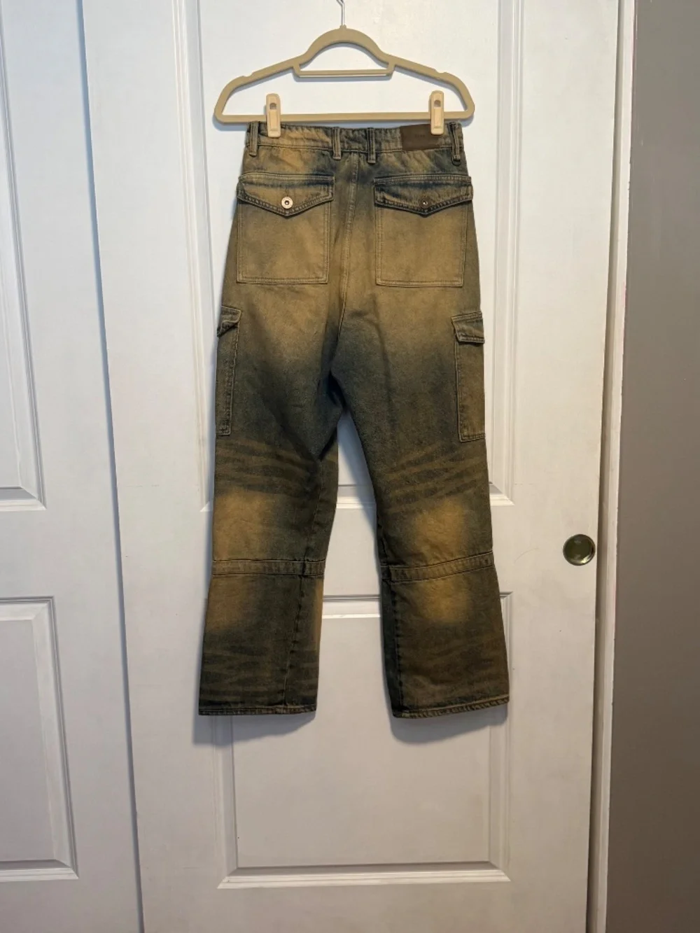 KDNK Men's ADV Baggy Cargo Jean Size 28 Tinted Blue